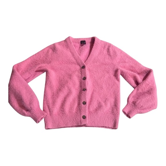 Lucy Paris Sweaters - Lucy Paris Puff Sleeve Fuzzy Cardigan Bubble Gum Pink Sz M